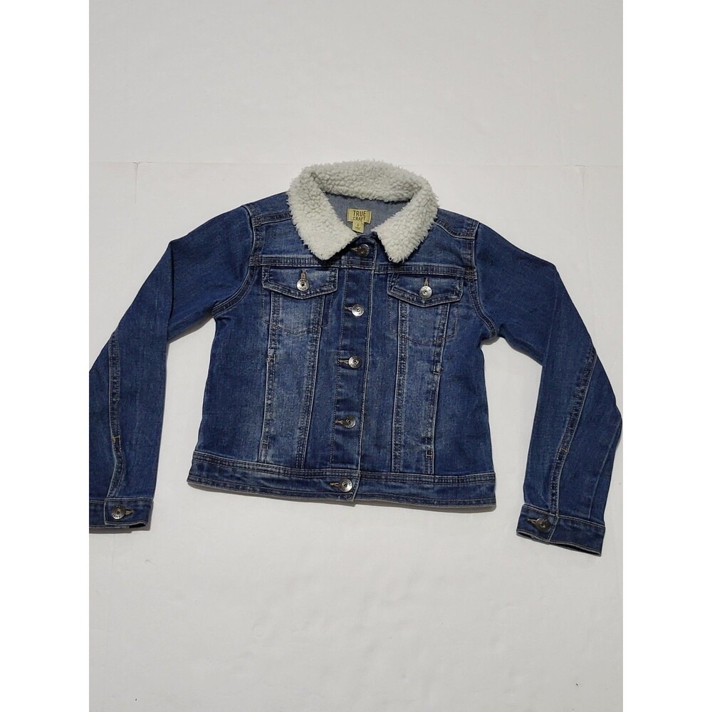 (#C) True Craft Blue Distressed Denim Jean Jacket Size Kid's 6 Long Sleeve